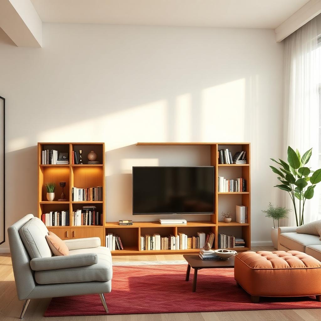Living room shelving assembled